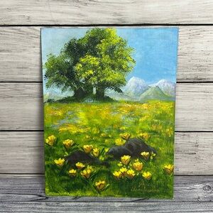 Vntg 1981 John Stanislawski Landscape Nature Canvas Flower Painting 14” X 18”